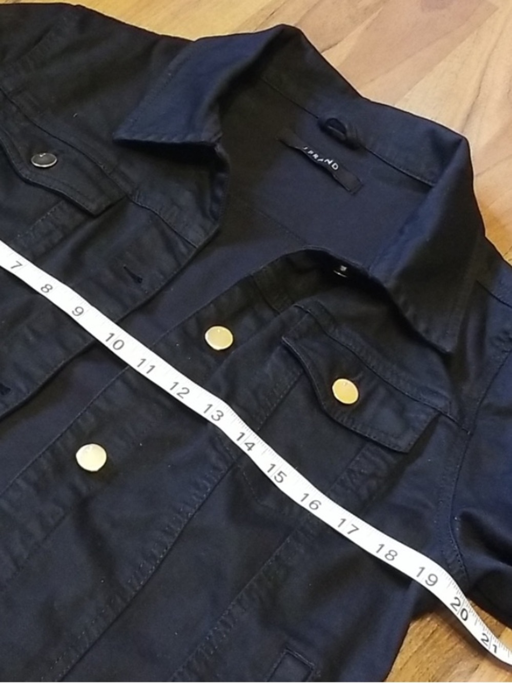 J Brand “Harlow” Dark Gothic Black Denim Jacket with Gold Buttons - Picture 11 of 16